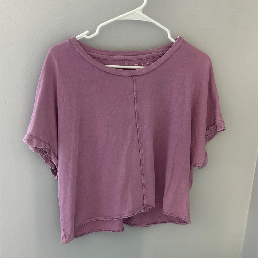 American Eagle Outfitters mauve cropped boxy tee